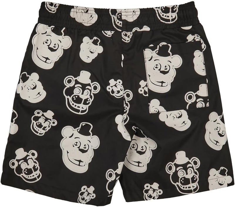 Bio World Five Nights at Freddy's Color-Changing Freddy Character Heads Boy's Black Boardshorts - Image 2